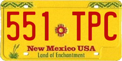NM license plate 551TPC