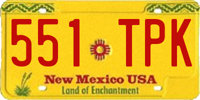 NM license plate 551TPK
