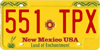 NM license plate 551TPX