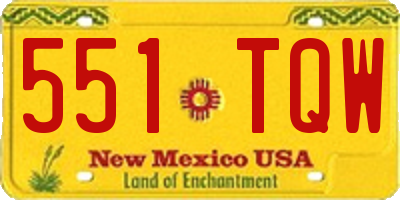 NM license plate 551TQW