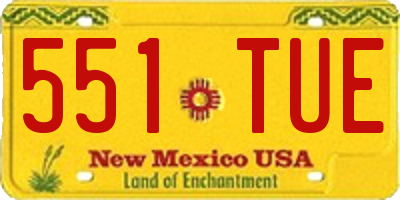 NM license plate 551TUE