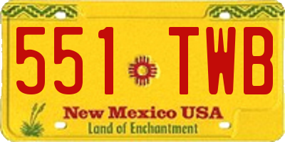 NM license plate 551TWB
