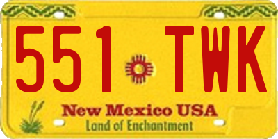 NM license plate 551TWK