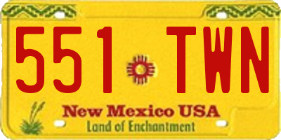 NM license plate 551TWN