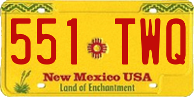 NM license plate 551TWQ
