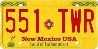 NM license plate 551TWR