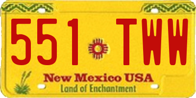 NM license plate 551TWW
