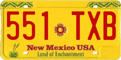 NM license plate 551TXB