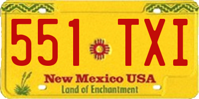 NM license plate 551TXI