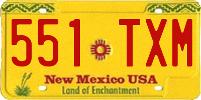 NM license plate 551TXM