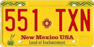 NM license plate 551TXN
