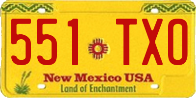 NM license plate 551TXO