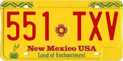 NM license plate 551TXV