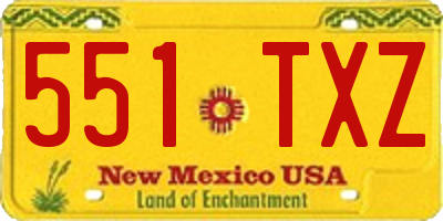 NM license plate 551TXZ