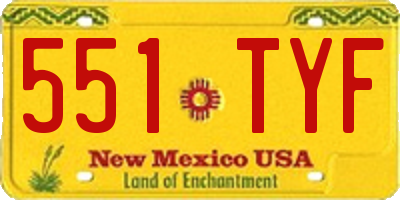 NM license plate 551TYF