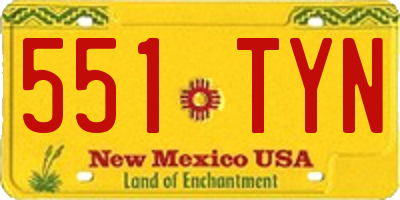 NM license plate 551TYN