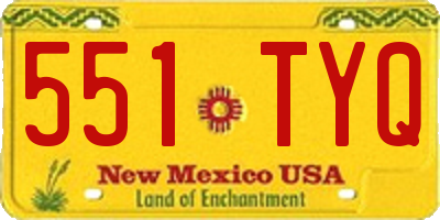 NM license plate 551TYQ