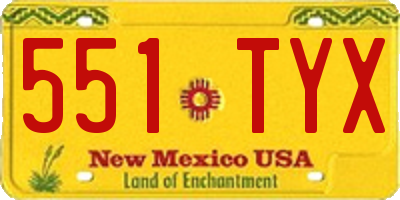 NM license plate 551TYX