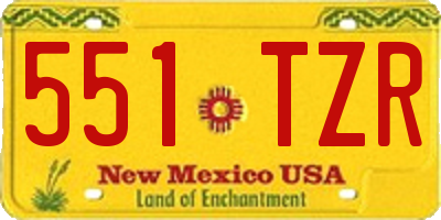 NM license plate 551TZR