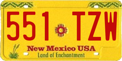 NM license plate 551TZW
