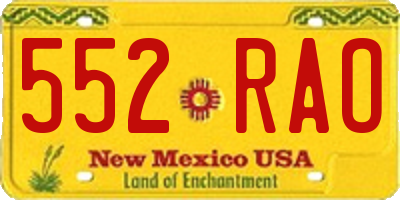 NM license plate 552RAO
