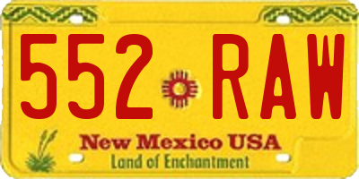 NM license plate 552RAW