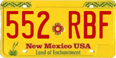 NM license plate 552RBF