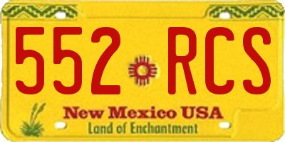 NM license plate 552RCS