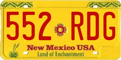 NM license plate 552RDG