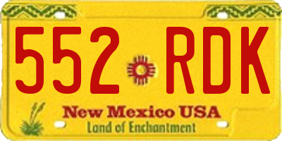NM license plate 552RDK