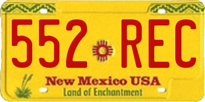 NM license plate 552REC