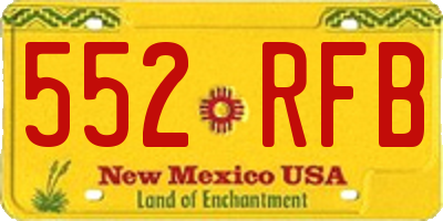 NM license plate 552RFB