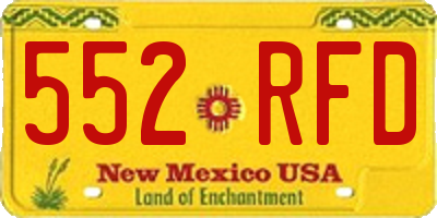 NM license plate 552RFD
