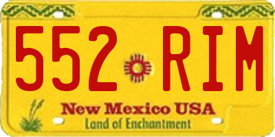 NM license plate 552RIM