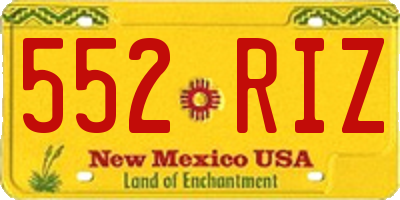 NM license plate 552RIZ