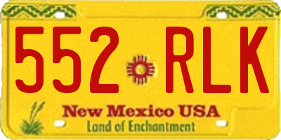 NM license plate 552RLK
