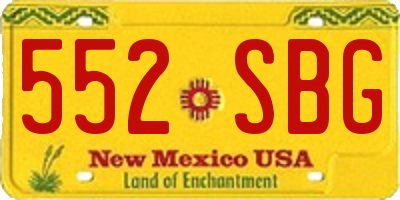 NM license plate 552SBG