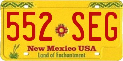 NM license plate 552SEG
