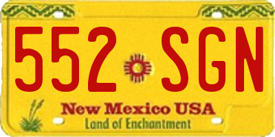 NM license plate 552SGN