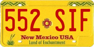 NM license plate 552SIF
