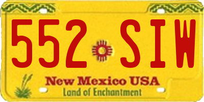 NM license plate 552SIW