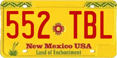 NM license plate 552TBL