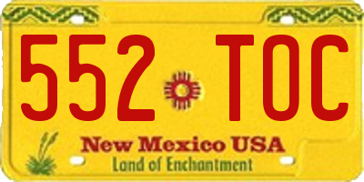 NM license plate 552TOC
