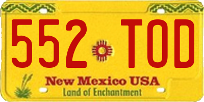 NM license plate 552TOD