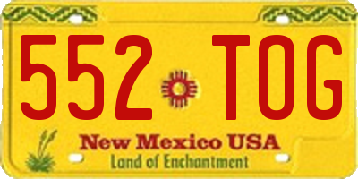 NM license plate 552TOG