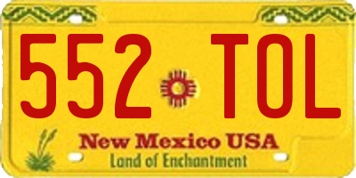 NM license plate 552TOL