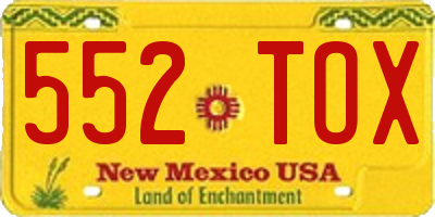 NM license plate 552TOX