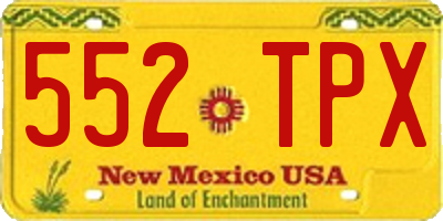 NM license plate 552TPX