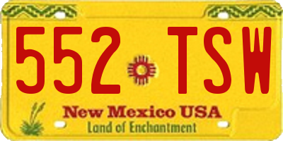 NM license plate 552TSW