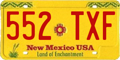 NM license plate 552TXF